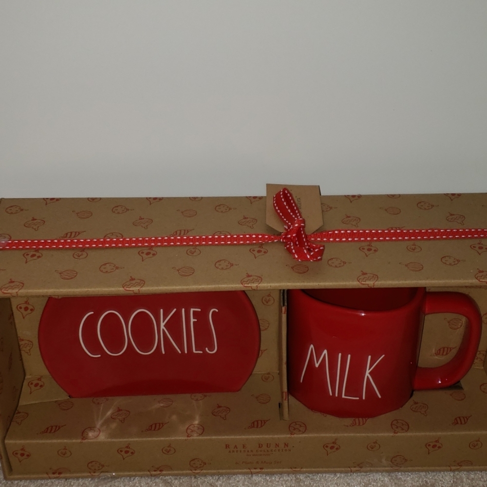 Rae dunn red cookies and milk